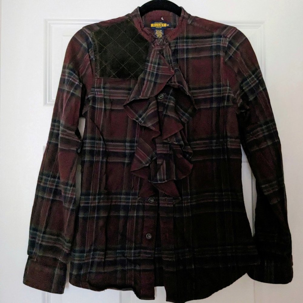 Rugby Ralph Lauren plaid ruffle flannel shirt